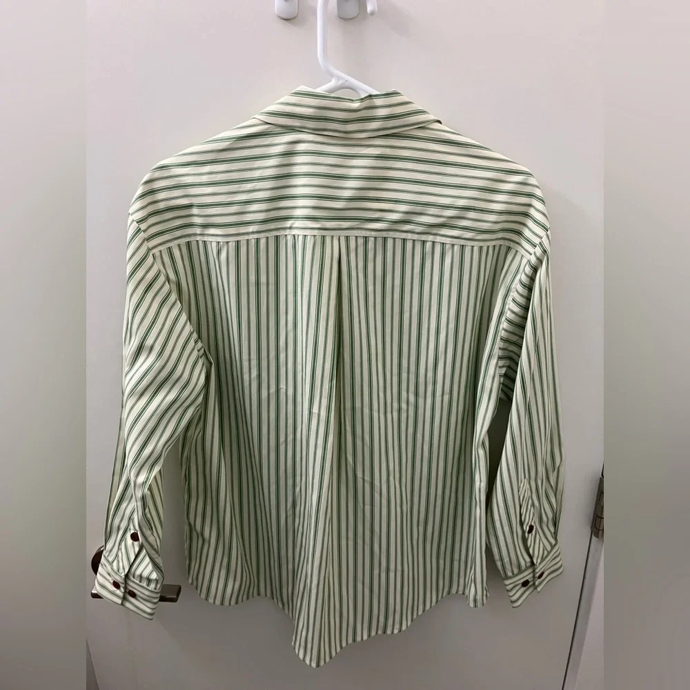Retro style white and green striped shirt NWT - Picture 9 of 9